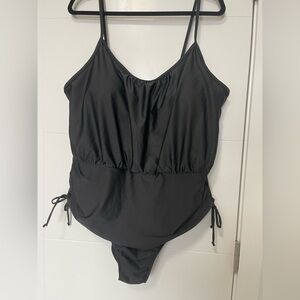 SHEIN Black One-Piece Swimsuit with Side Ties
